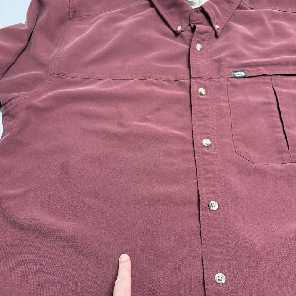 The North Face Mens XL Red Modal Blend Long Sleeve‎ Button Up Outdoor Shirt